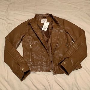 NWT A New Day Tan Faux Leather Moto Jacket